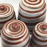 Cream and Rust Swirl Hand-thrown Ceramic Lidded Jars or Canisters - Set of 4