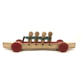 Fabulous 1920s Hustler Toy Co. Rowers in Skull Wooden Push Toy