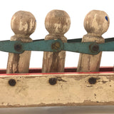 Fabulous 1920s Hustler Toy Co. Rowers in Skull Wooden Push Toy