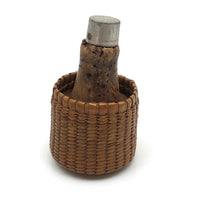 Early 20th C. Finely Woven Wicker Covered French Flask with Original Stopper