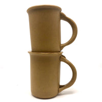 Pair of Vintage 1967 Bennington Tawny Glaze Thumbprint Mugs