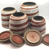 Cream and Rust Swirl Hand-thrown Ceramic Lidded Jars or Canisters - Set of 4