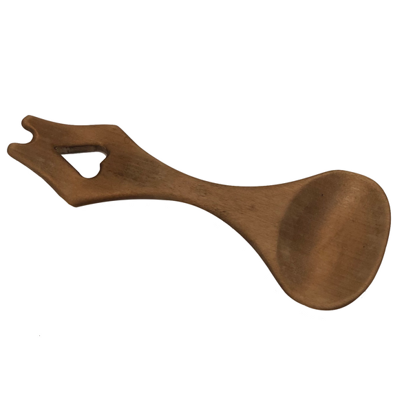 Handcarved Old Wooden Spoon with Heart Shaped Cutout Handle