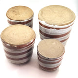 Cream and Rust Swirl Hand-thrown Ceramic Lidded Jars or Canisters - Set of 4