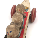 Fabulous 1920s Hustler Toy Co. Rowers in Skull Wooden Push Toy