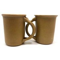 Pair of Vintage 1967 Bennington Tawny Glaze Thumbprint Mugs