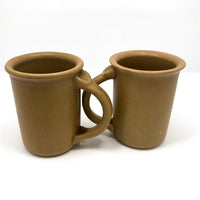 Pair of Vintage 1967 Bennington Tawny Glaze Thumbprint Mugs