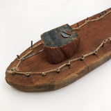 Child-made Wooden Barge with String and Nail Rails Plus Cannon!