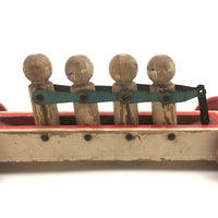 Fabulous 1920s Hustler Toy Co. Rowers in Skull Wooden Push Toy