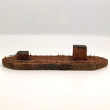 Child-made Wooden Barge with String and Nail Rails Plus Cannon!