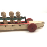 Fabulous 1920s Hustler Toy Co. Rowers in Skull Wooden Push Toy