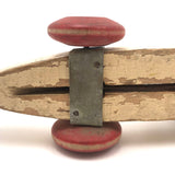 Fabulous 1920s Hustler Toy Co. Rowers in Skull Wooden Push Toy