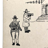 Merry Christmas Antique Hand-Drawn Postcard with Musicians