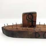 Child-made Wooden Barge with String and Nail Rails Plus Cannon!