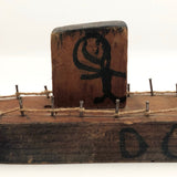 Child-made Wooden Barge with String and Nail Rails Plus Cannon!