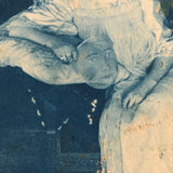 Antique Cyanotype Portrait of Young Woman with Mask