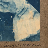 Antique Cyanotype Portrait of Young Woman with Mask