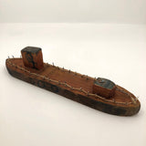 Child-made Wooden Barge with String and Nail Rails Plus Cannon!