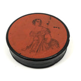 19th C Red Lacquered Snuff Box with Portrait of Lady