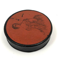 19th C Red Lacquered Snuff Box with Portrait of Lady