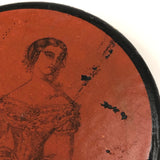 19th C Red Lacquered Snuff Box with Portrait of Lady