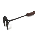 Old Hand-forged Horseshoe Shaped Branding Iron with Carved Wooden Handle