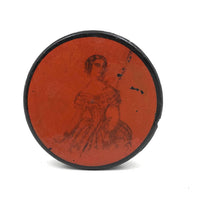 19th C Red Lacquered Snuff Box with Portrait of Lady