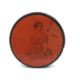 19th C Red Lacquered Snuff Box with Portrait of Lady