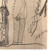 Miss Brown + Mr Nester Antique Folk Art Pencil Drawing