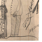 Miss Brown + Mr Nester Antique Folk Art Pencil Drawing