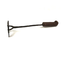 Old Hand-forged Horseshoe Shaped Branding Iron with Carved Wooden Handle