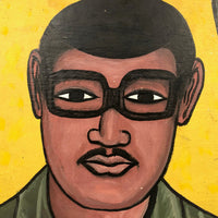 West African Barber’s Double-Sided Sign on Wood Panel signed NRD, 1996