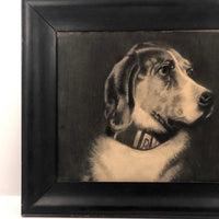 Antique Framed Charcoal Folk Art Drawing of Loyal Companion