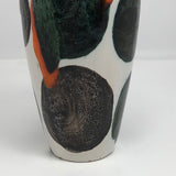 Mid-Century Modern Bright White Ceramic Vase with Colorful, Painterly Spots