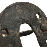 Old Hand-forged Horseshoe Shaped Branding Iron with Carved Wooden Handle