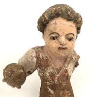 SOLD Antique Hand-carved Polychrome Santo Nino Holding Orb
