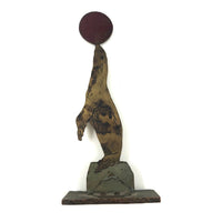 Charming Old Etched Cutout Brass Seal with Ball