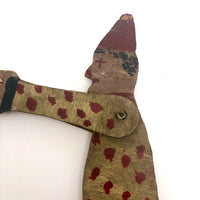 Polka Dot Painted Large Handmade Wooden Clown Acrobat Squeeze Toy