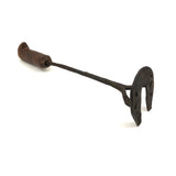 Old Hand-forged Horseshoe Shaped Branding Iron with Carved Wooden Handle