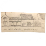 SOLD Uncle Sam's New Buildings, Bangor Maine, Hand-stitched Antique Pencil Drawing