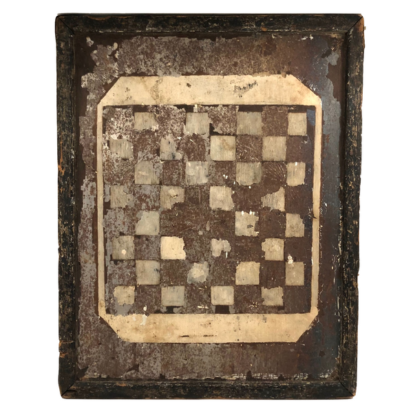 Antique Hand-painted Checkerboard on Tin with Insanely Beautiful Surface