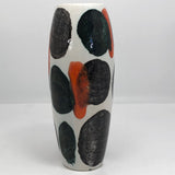 Mid-Century Modern Bright White Ceramic Vase with Colorful, Painterly Spots