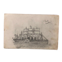 Willis Hutchinson 1883 Double-Sided  Drawing: Horses and Boats