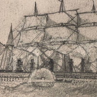 Willis Hutchinson 1883 Double-Sided  Drawing: Horses and Boats