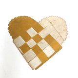 Lovely Yellow and White Antique Woven Paper Heart Love Token