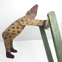 Polka Dot Painted Large Handmade Wooden Clown Acrobat Squeeze Toy