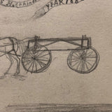 Willis Hutchinson 1883 Double-Sided Drawing: Bird with Banner, Horses, Saw and Hammer