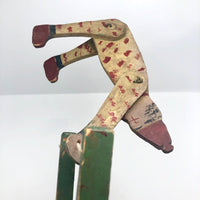 Polka Dot Painted Large Handmade Wooden Clown Acrobat Squeeze Toy