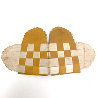 Lovely Yellow and White Antique Woven Paper Heart Love Token