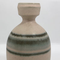 Cream Mid-Century Presumed Steuler Pottery Vase with Mossy Green Banding